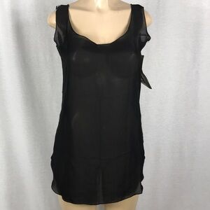 Zuliana Size Small Black Sheer Cover Up Dress. Made in USA. New with Tags